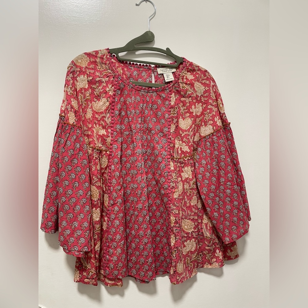 Rachel Zoe pink and Cream Floral cotton  Blouse